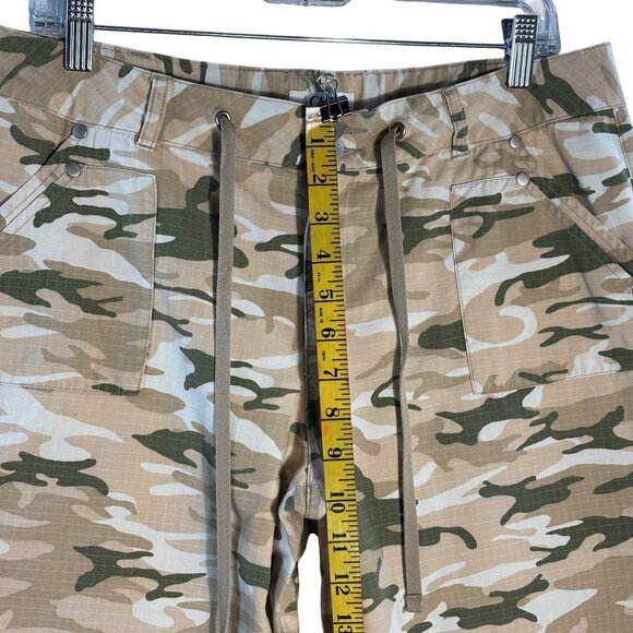 Camo Print Womens Cropped Pants Size 12 By Cato With Drawstring Waist & Pockets - Picture 7 of 10